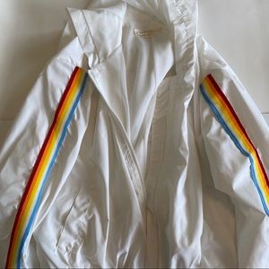 rainbow white cropped windbreaker